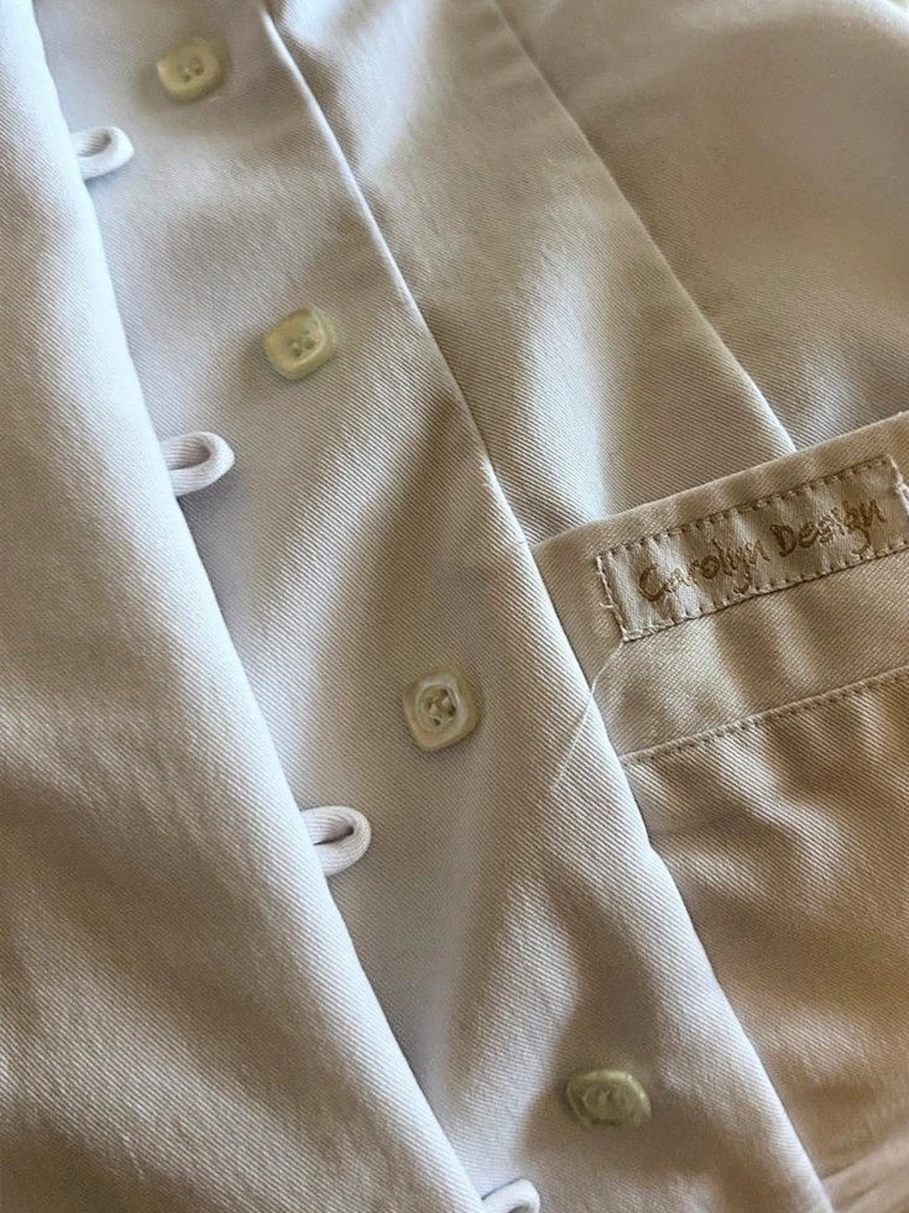 Carolyn Design Uniform Button Front Tunic Smock 100% Cotton ~ white